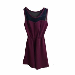 Rue 21 Dark Red Fit & Flate Mesh Panel Dress
